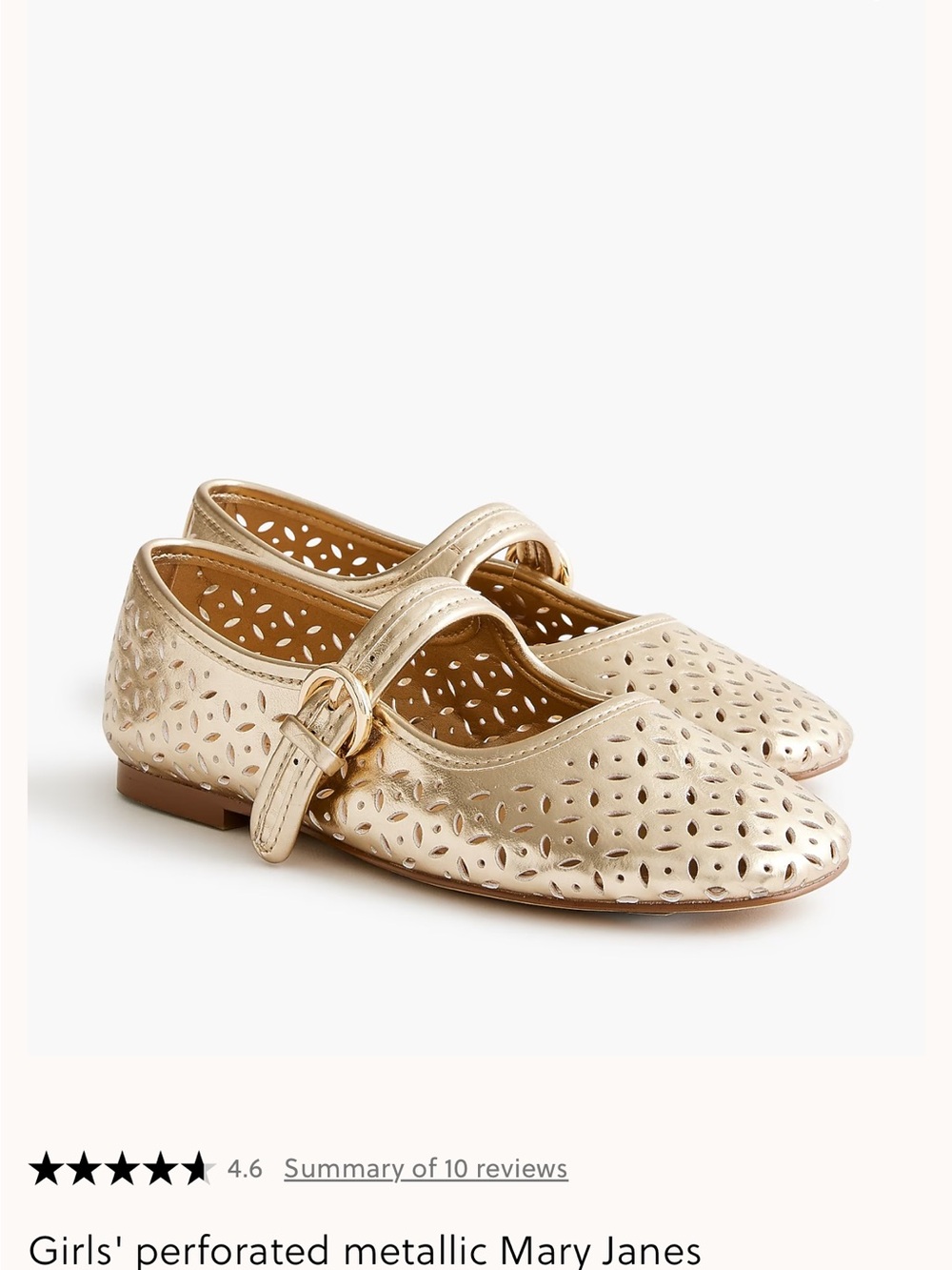 J. Crew Factory Girls' perforated metallic Mary Janes